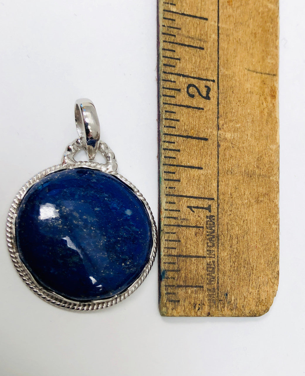 Pendant, Lapis Lazuli, Round, Cabochon, Sterling Silver, Silver