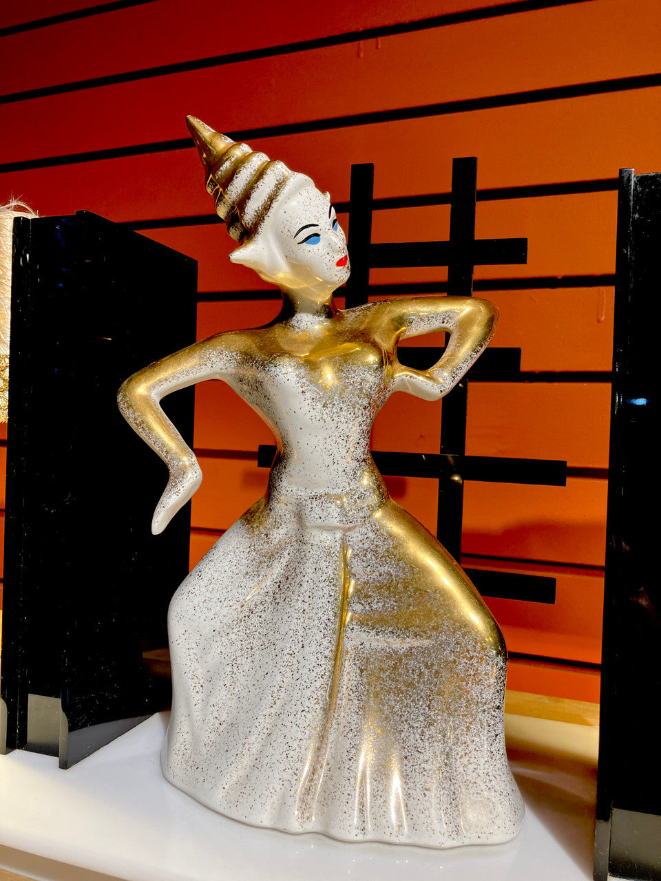 Gerry Moss, Hedi Schoop, Lucite, Table Lamp, Retro, Mid-Century, Thai Figurine, Ceramic,