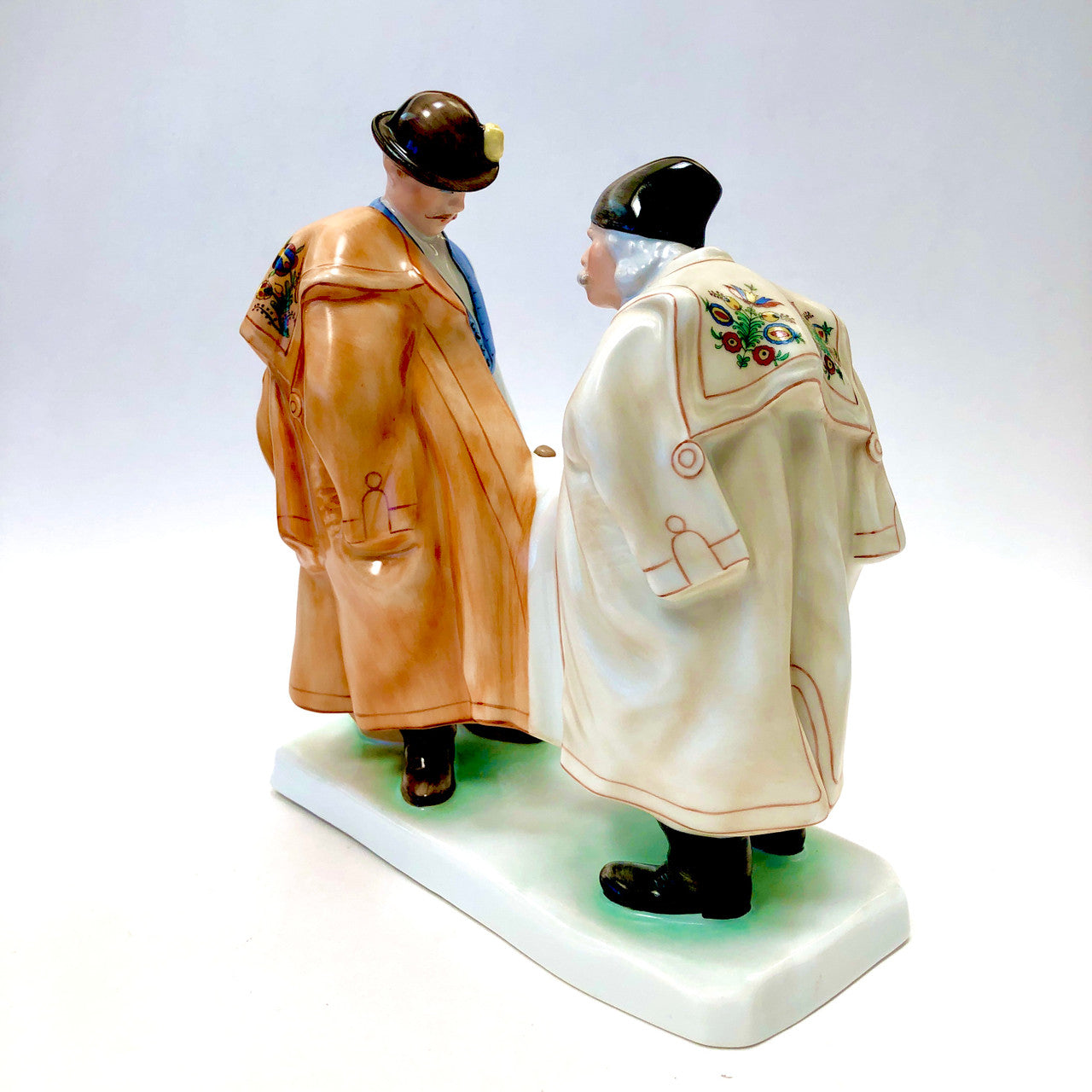 Herend, 5506, Figurine, Two Men, Gentlemen, Farewell, Handshake, Father and Son, Hungary, Porcelain, Vintage, Mid-Century,