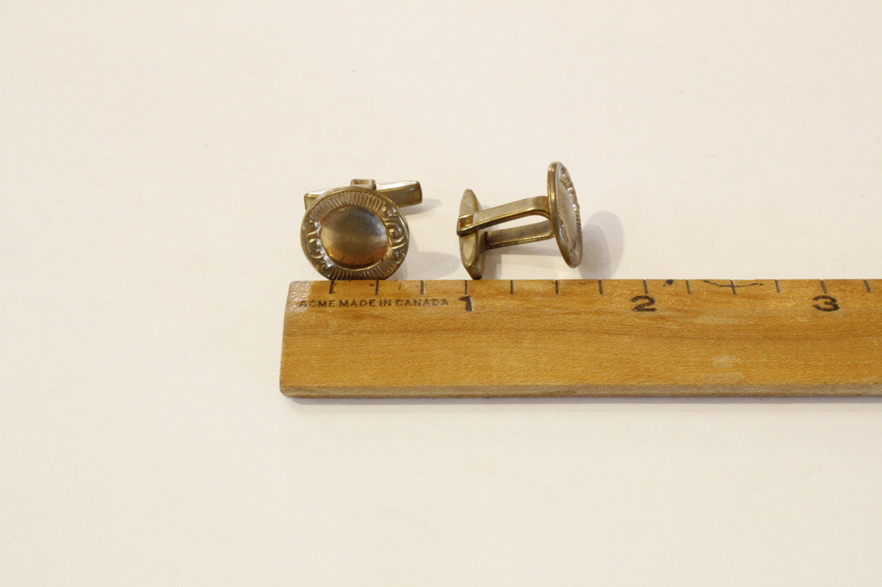 Woolno vintage gold tone round cufflinks