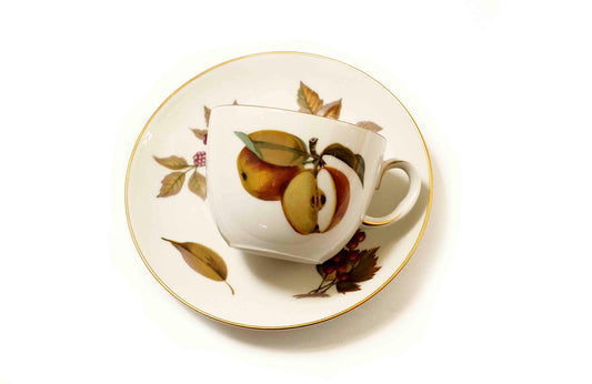 Royal Worcester, Tea Cup, Saucer, Cup and Saucer, Evesham, Gold, Fruits