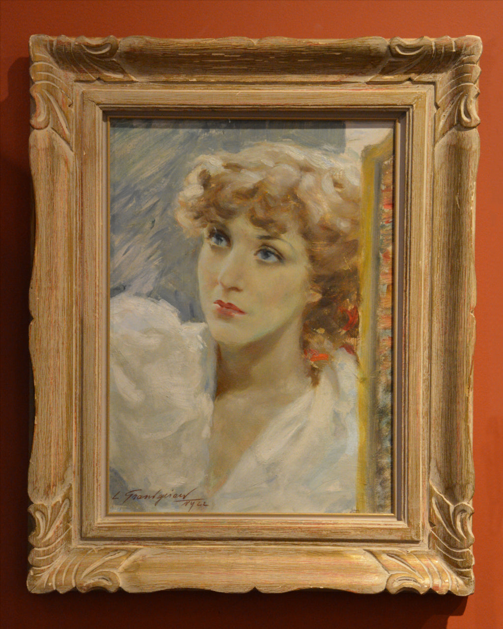 Vintage, Oil (Acrylic), Female portrait, Lucien Henri Grandgerard, (1880 - 1970), ~1940s