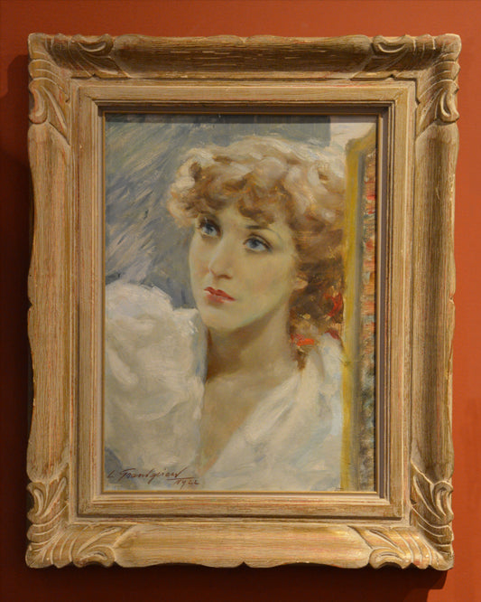 Vintage, Oil (Acrylic), Female portrait, Lucien Henri Grandgerard, (1880 - 1970), ~1940s