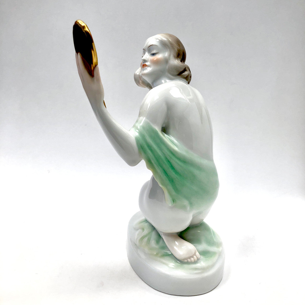 Herend, 5724, Figurine, Female, Nude, with Hand Mirror, Hungary, Porcelain, Vintage, Mid-Century,