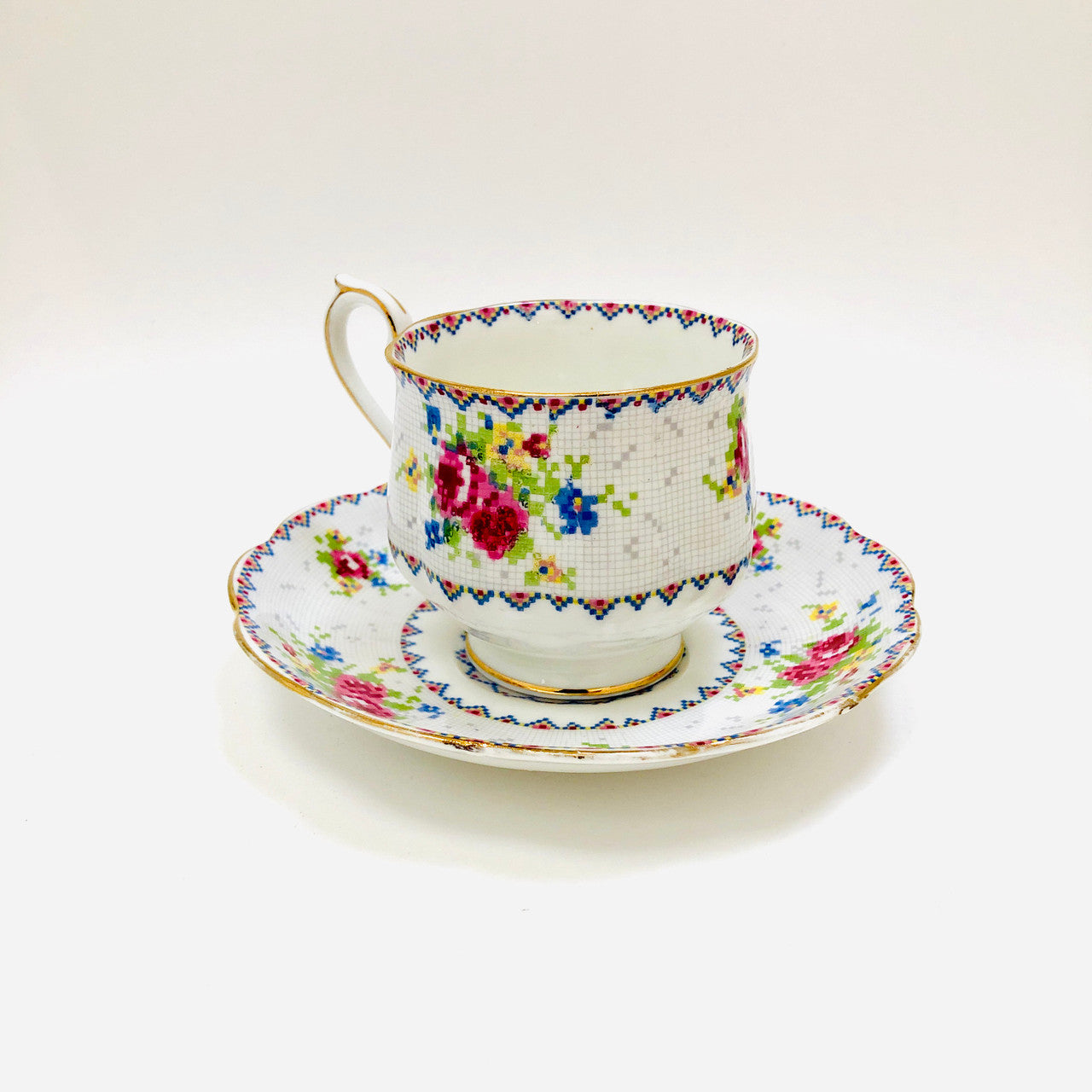 Royal Albert, Petit Point, Vintage, Cup and Saucer, Tea cup, Teacup, Cup, Saucer, England