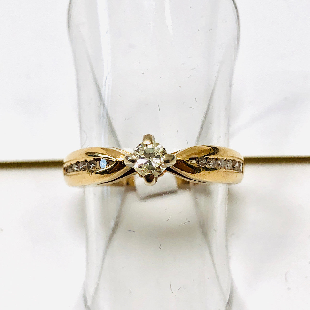 VIntage, Gold, 14K, Yellow, White, Solitaire, Diamond, Ring