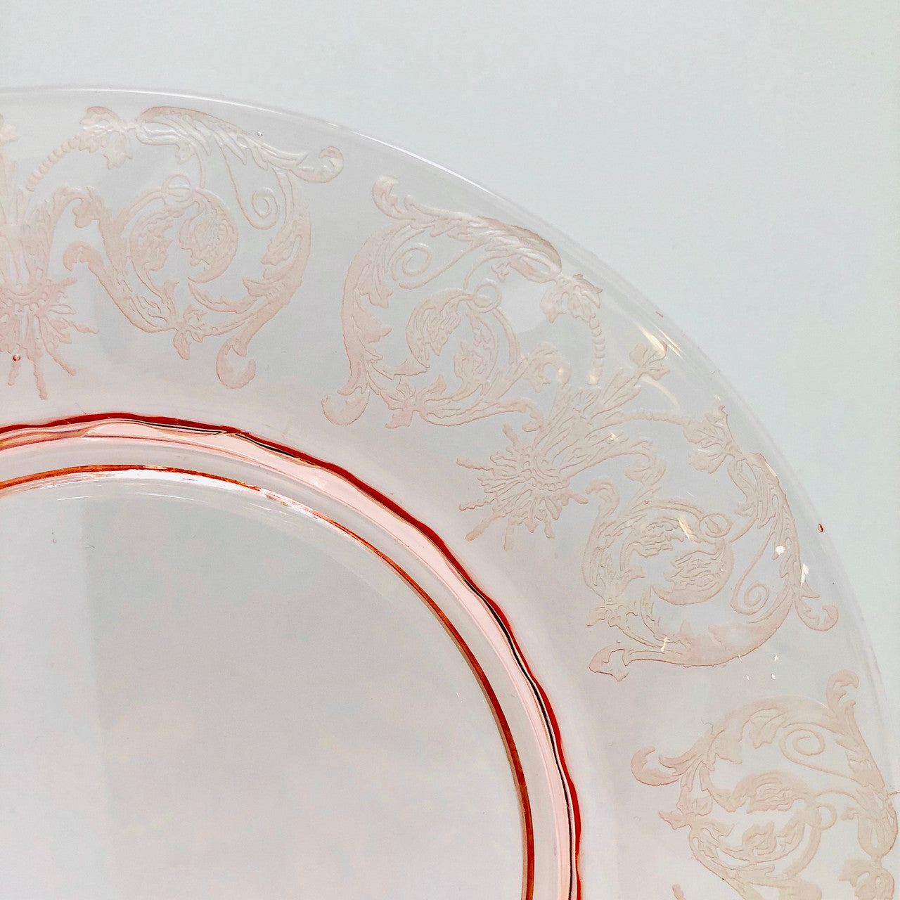 Cambridge, Vintage, Pink, Glass, Plate, Etched, Unknown Pattern Number
