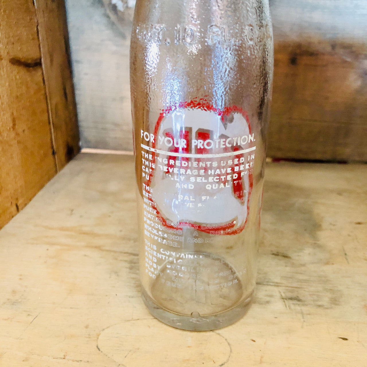 Kik Cola, Clear, Textured, Glass, Bottle, Vintage, ~1950s, Dominion Glass, Canadian