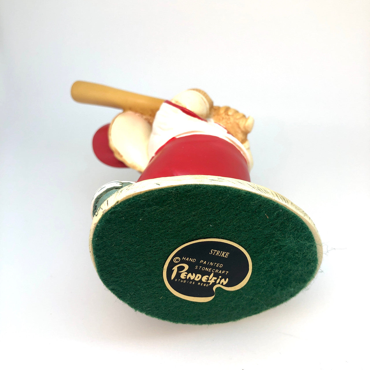 Pendelfin, Strike, Baseball, Batter, Baseball Bat, Red and White, Rabbit, Stonecraft, Bunny, Tony Green, Figurine, Vintage, Burnley, England