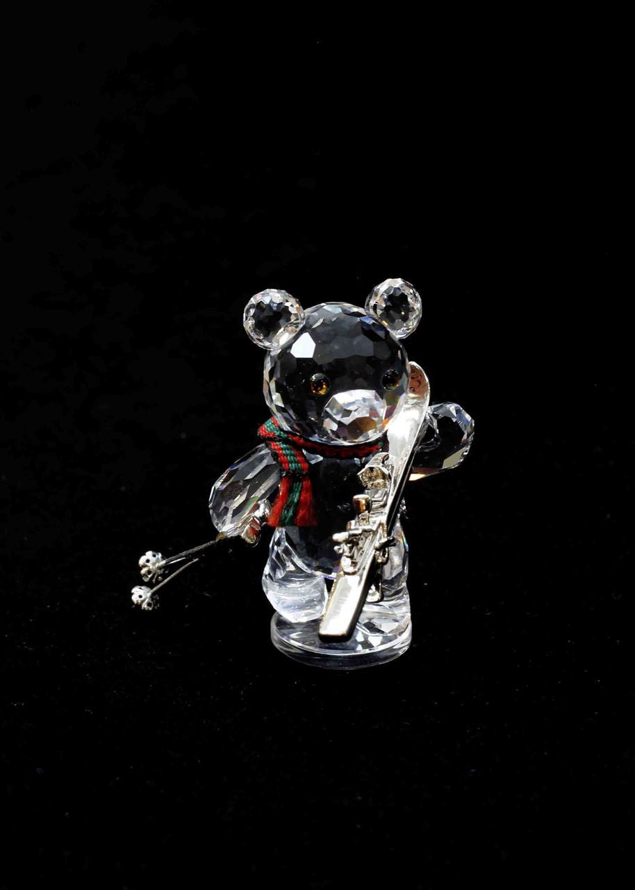 Swarovski, Crystal, Figurine, Kris Bear, Skis, Vintage, Signed