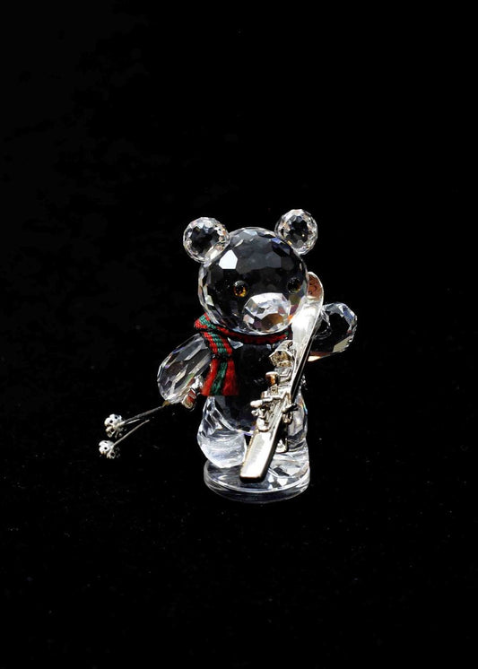Swarovski, Crystal, Figurine, Kris Bear, Skis, Vintage, Signed