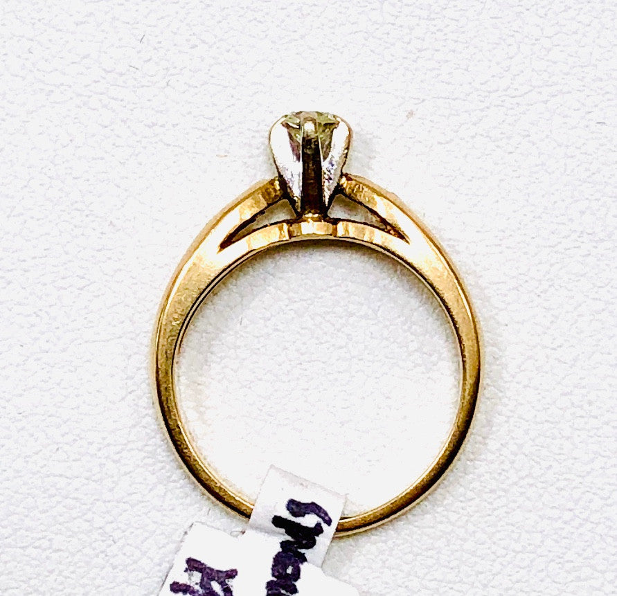 VIntage, Gold, 14K, Yellow, White, Solitaire, Diamond, Ring