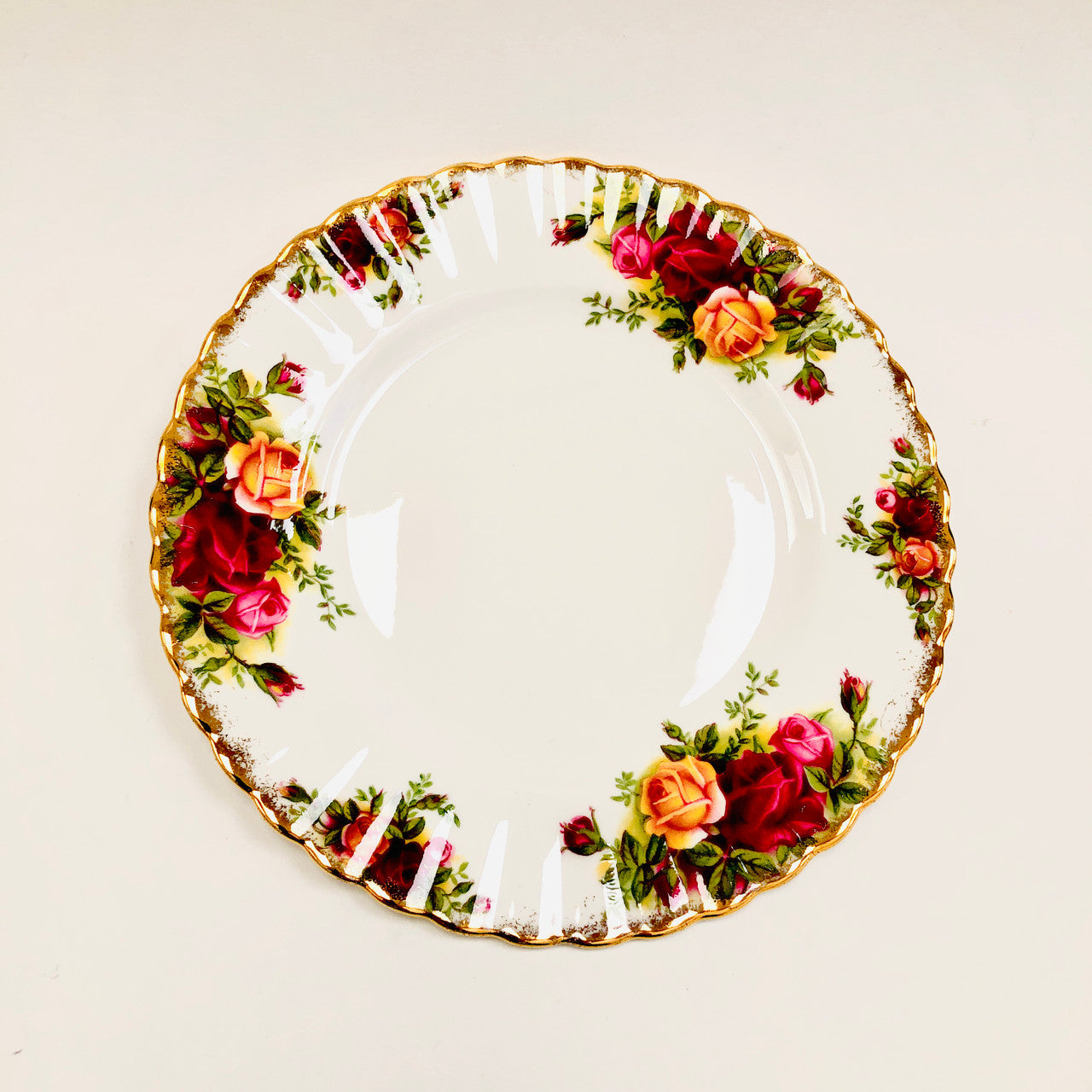 Royal Albert, Old Country Roses, Plate, Salad, Dessert, Vintage, Red, Roses, England, Steampunk