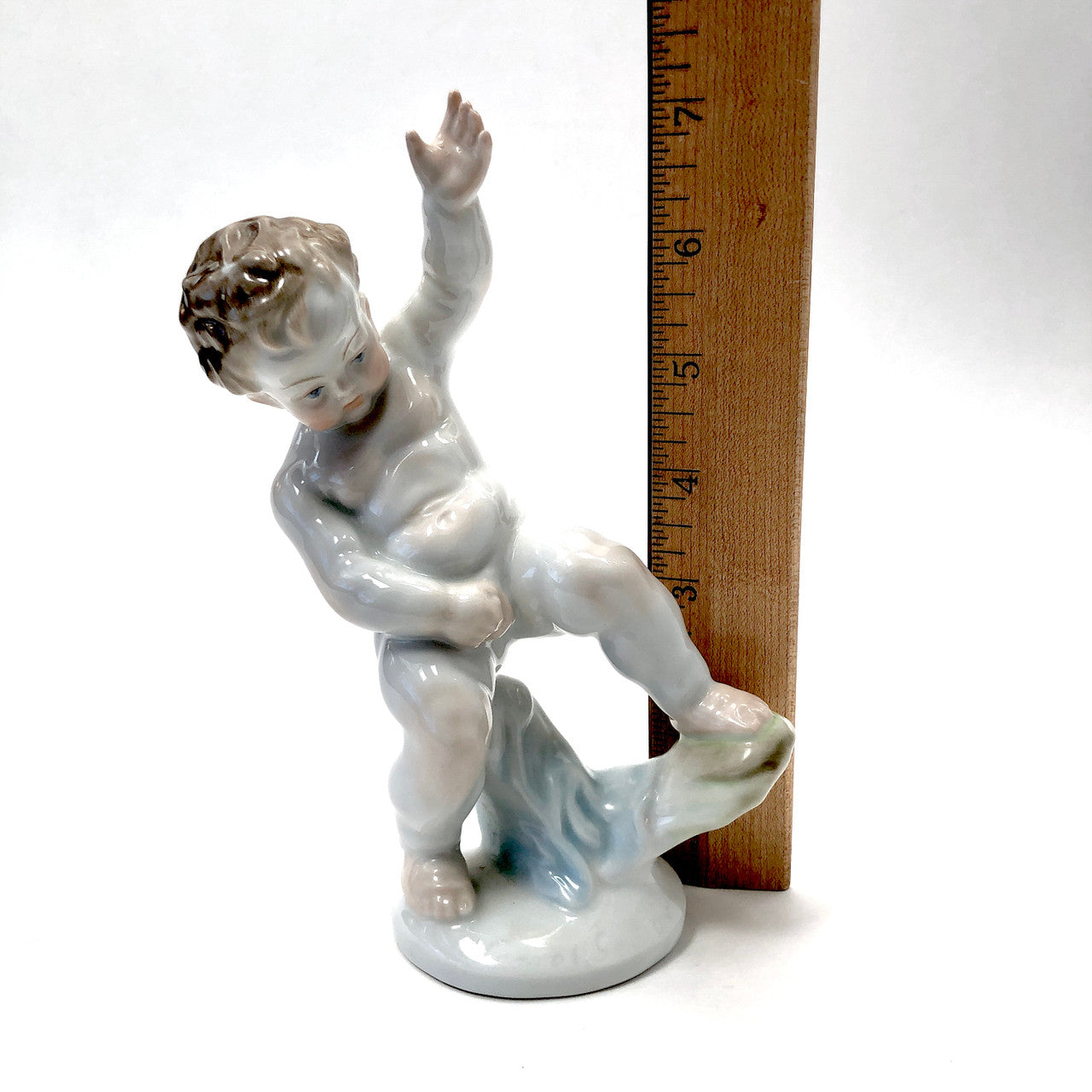 Herend, 5751 18, Figurine, Toddler, Cherub, Putti, Dancing, Hungary, Porcelain, Vintage, Mid-Century,