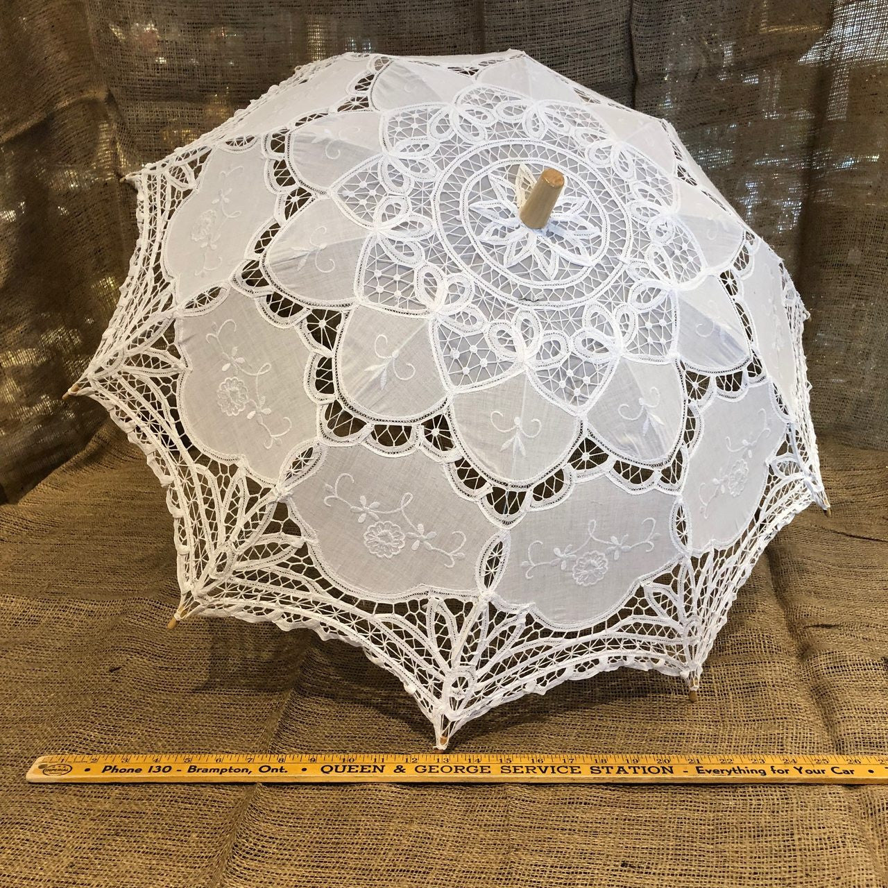 Old-Fashioned, White, Parasol, Umbrella, Batternburg , Lace, large.