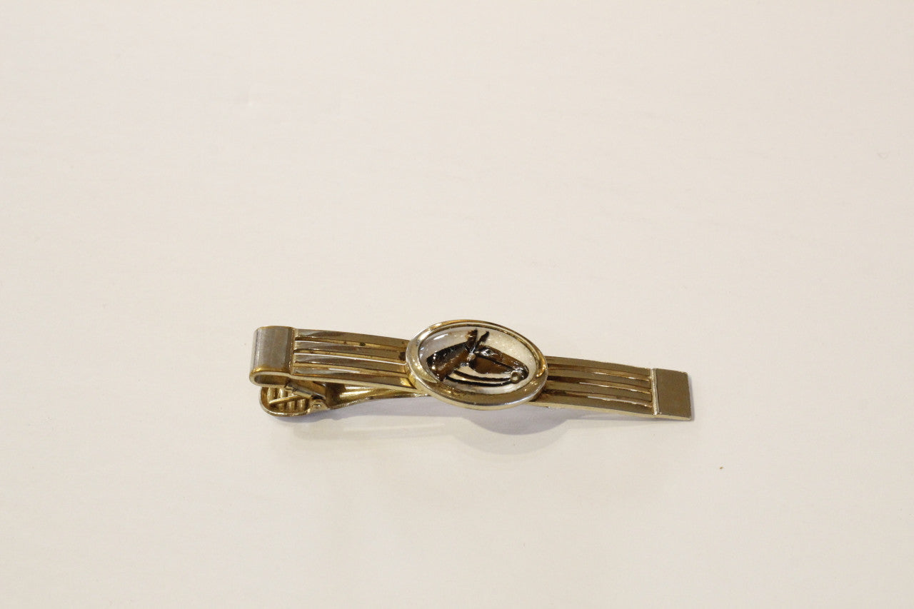 Vintage Lucite Bezel Intaglio Horse Head Tie Clip, Anson
