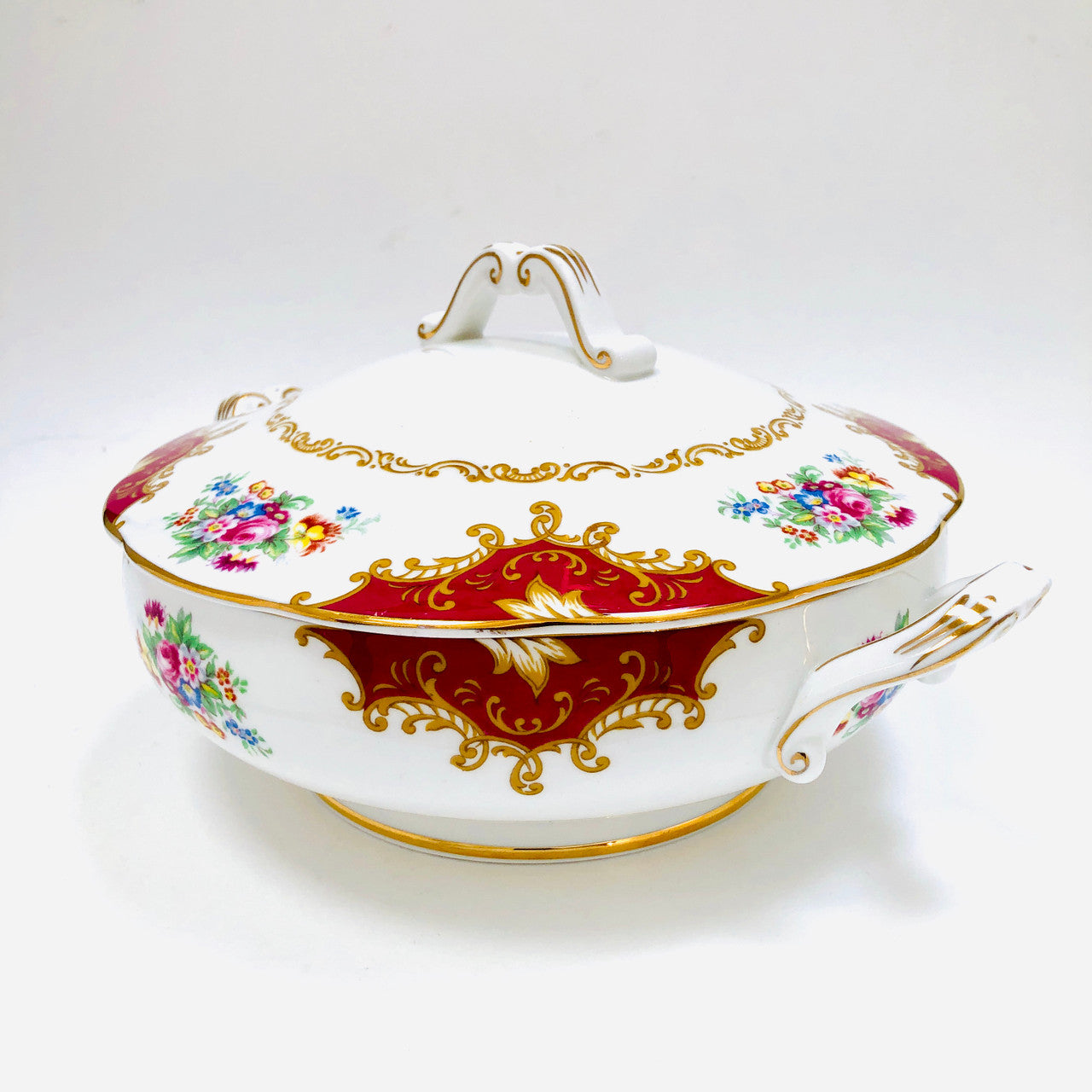 Royal Albert, Canterbury, Two handled, Vegetable, Covered, Bowl, Casserole, Vintage, England, Steampunk