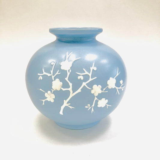 Copeland, Spode, Geisha, Globe, Rotund, Vase, Blue, Cherry Blossom, Sakura, Vintage, England,
