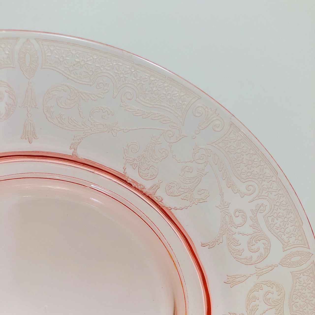 Cambridge, Vintage, Pink, Glass, Plate, Etched, #520