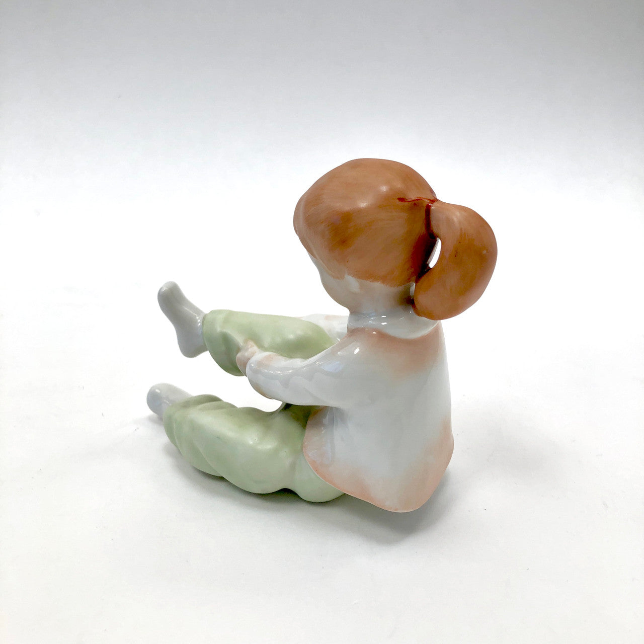 Aquincum, Figurine, Child, Girl, Pulling on Sock, Hungary, Porcelain, Vintage, Mid-Century, (Herend)