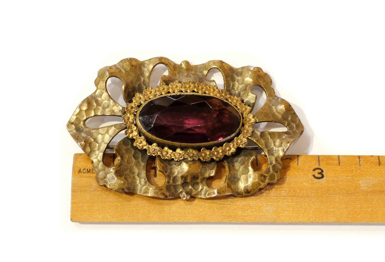 Victorian sash brooch - amethyst