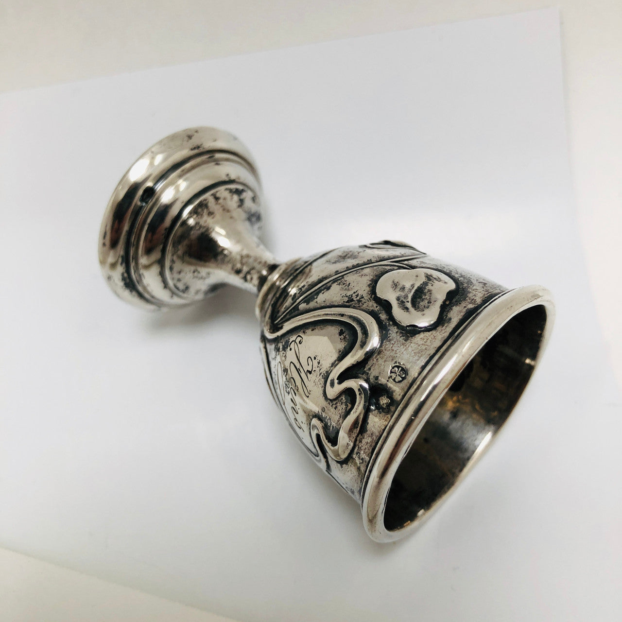Art Nouveau Egg Cup - Sterling Silver, engraved "Hans"