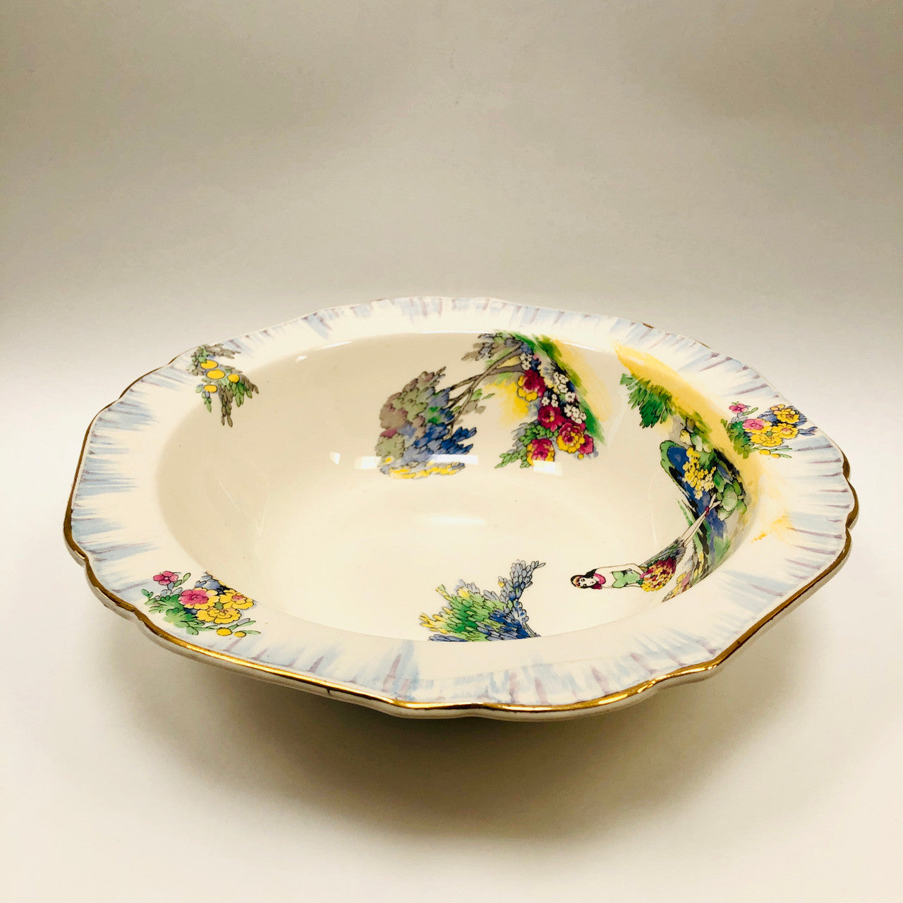 H & K Tunstall, Hollinshead & Kirkham, Vintage, Ceramic, Bowl, Hawaiian, Rimmed,