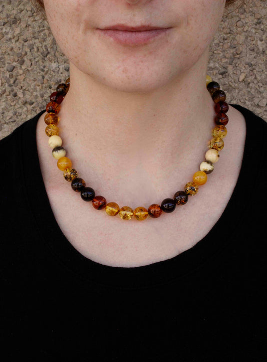 Round, Baltic,  Natural, Amber, Round Bead, Necklace,