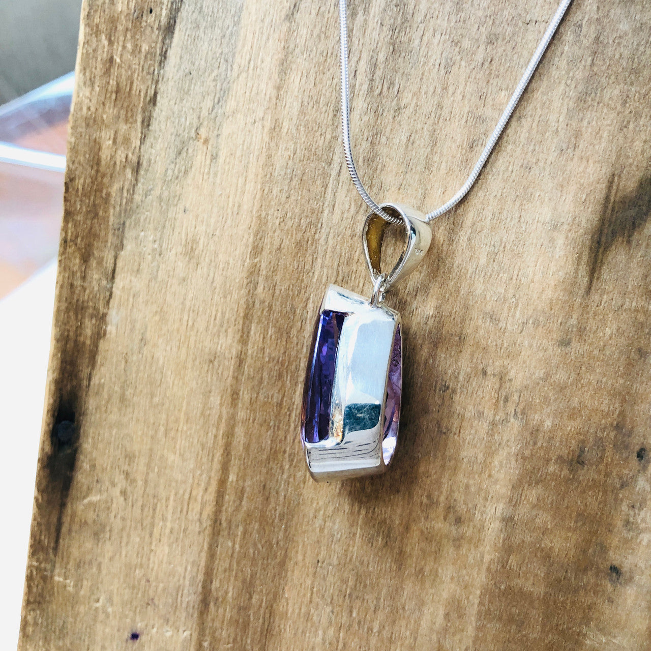 Sterling Silver, Faceted, Amethyst, Crystal, Semi-Precious, Pendant, Teardrop