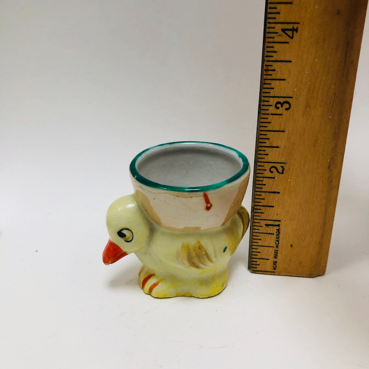 Ceramic, Vintage, Retro, Duckling, Figural, ~1950s, Egg Cup, Japan, Yellow