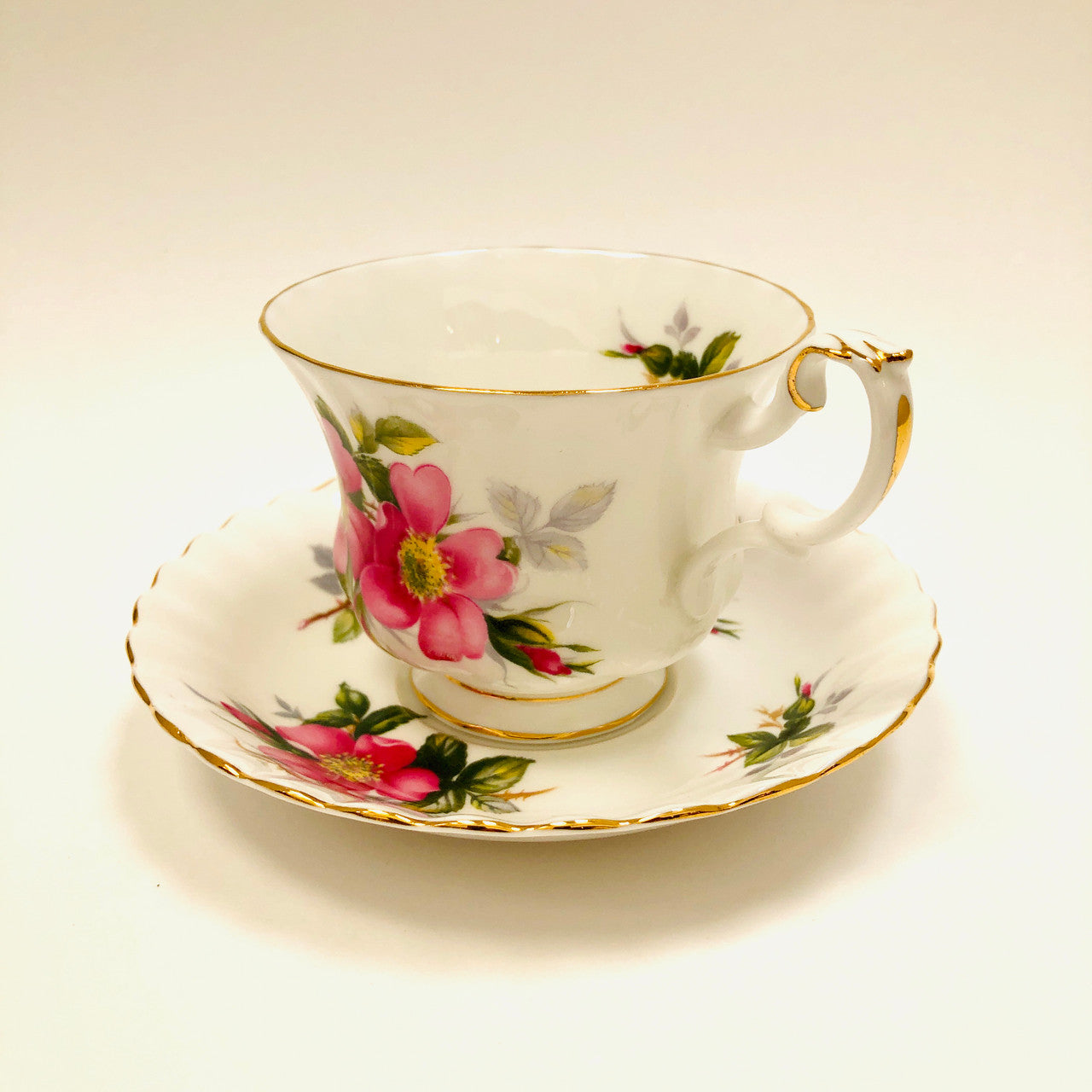 Royal Albert, Alberta, Prairie Rose, Montrose, Tea cup, Cup, Saucer, Cup and Saucer, Teacup, Wild Rose, Pink, Rose, Floral, Vintage
