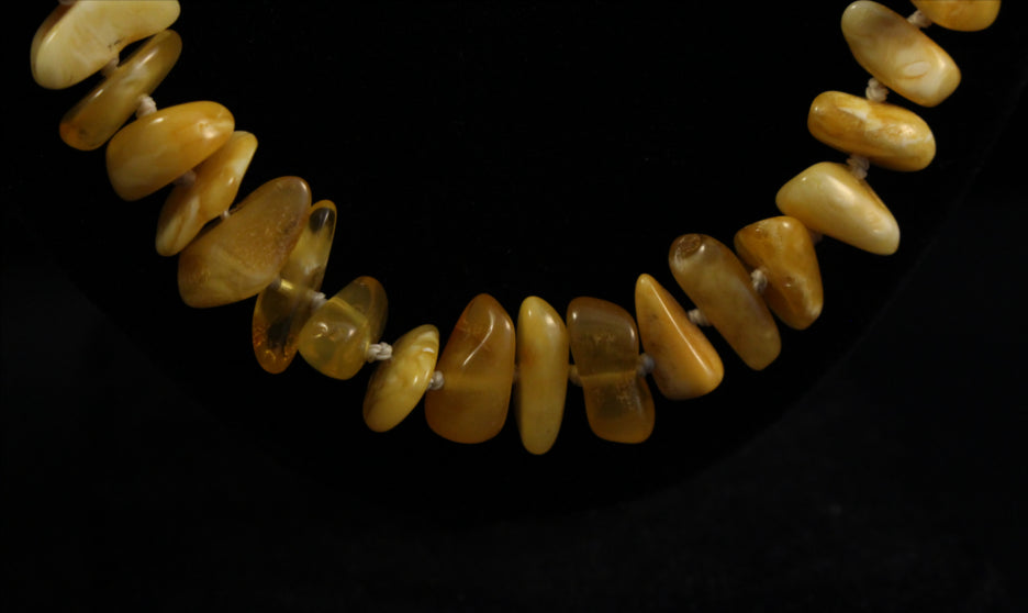 Amber, Butter Amber, Hand Knotted, Necklace