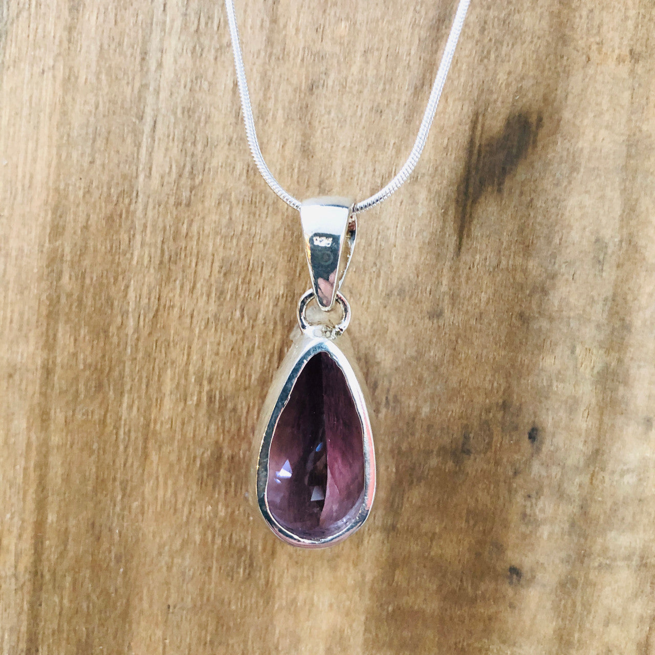 Sterling Silver, Faceted, Amethyst, Crystal, Semi-Precious, Pendant, Teardrop