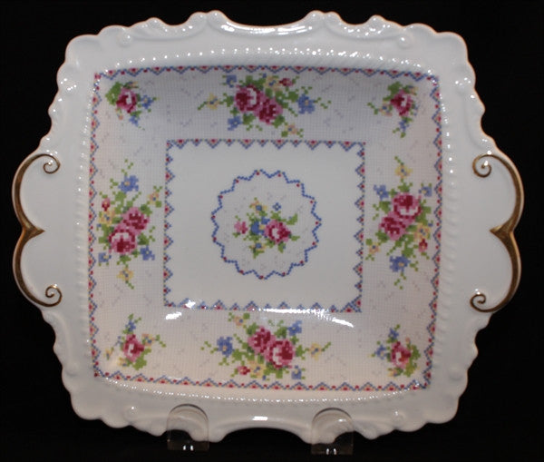 Royal Albert, Petit Point, Relish, Dish, Gold Trimmed, Fine, bone, China, Vintage, England