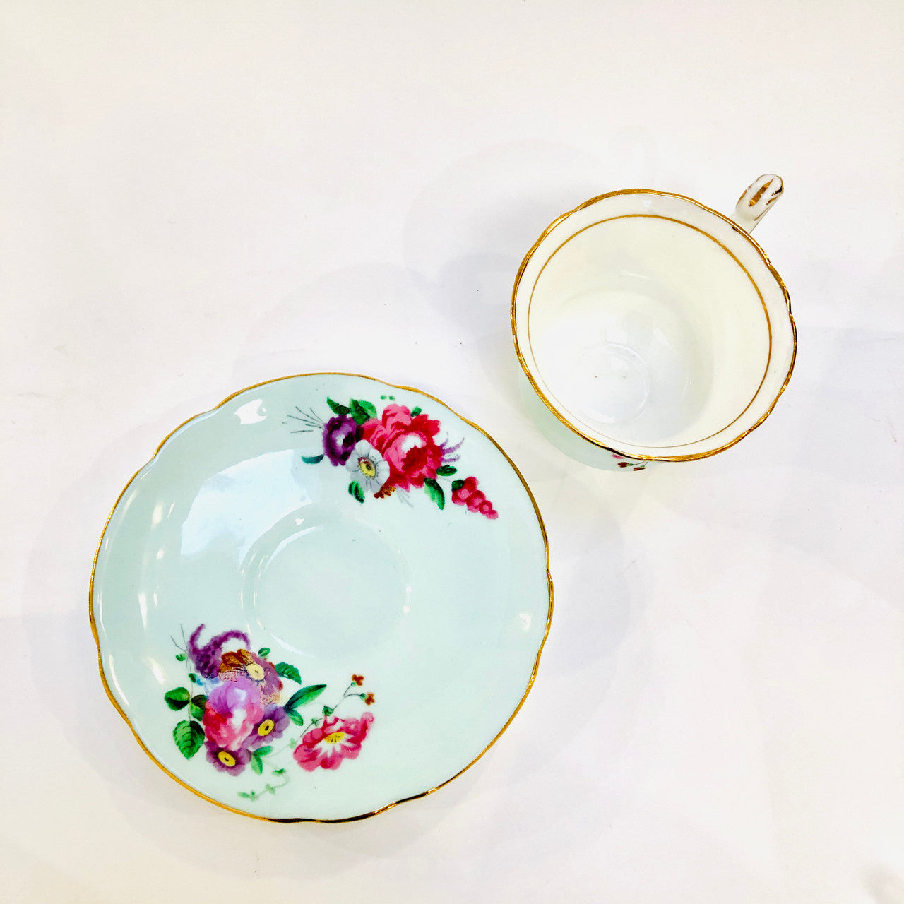 Paragon, Light Blue, Floral, Demitasse, Cup, Saucer, Cup and Saucer, Vintage, Fine Bone China, England, Double Warrant,