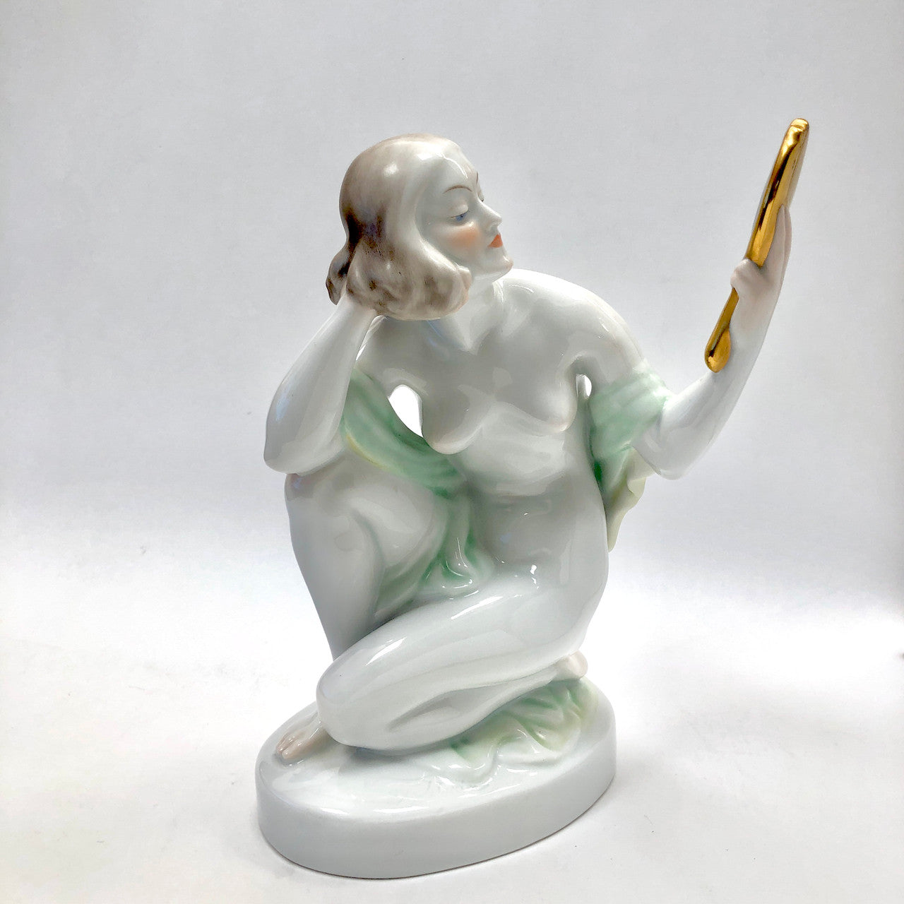 Herend, 5724, Figurine, Female, Nude, with Hand Mirror, Hungary, Porcelain, Vintage, Mid-Century,