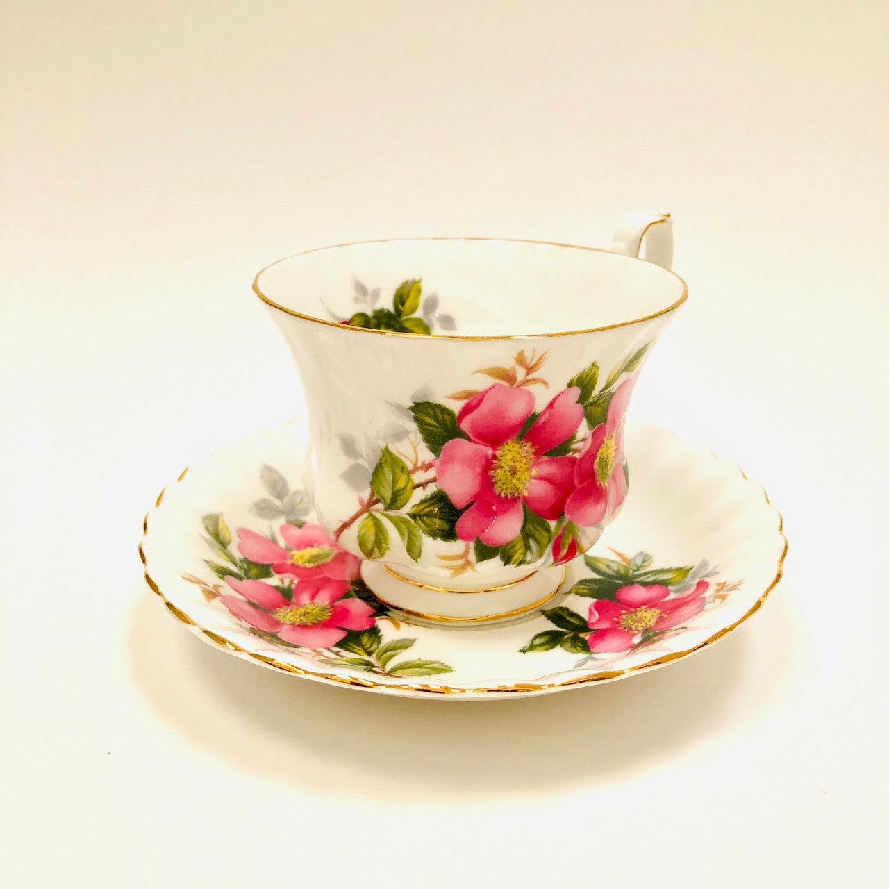 Royal Albert, Alberta, Prairie Rose, Montrose, Tea cup, Cup, Saucer, Cup and Saucer, Teacup, Wild Rose, Pink, Rose, Floral, Vintage
