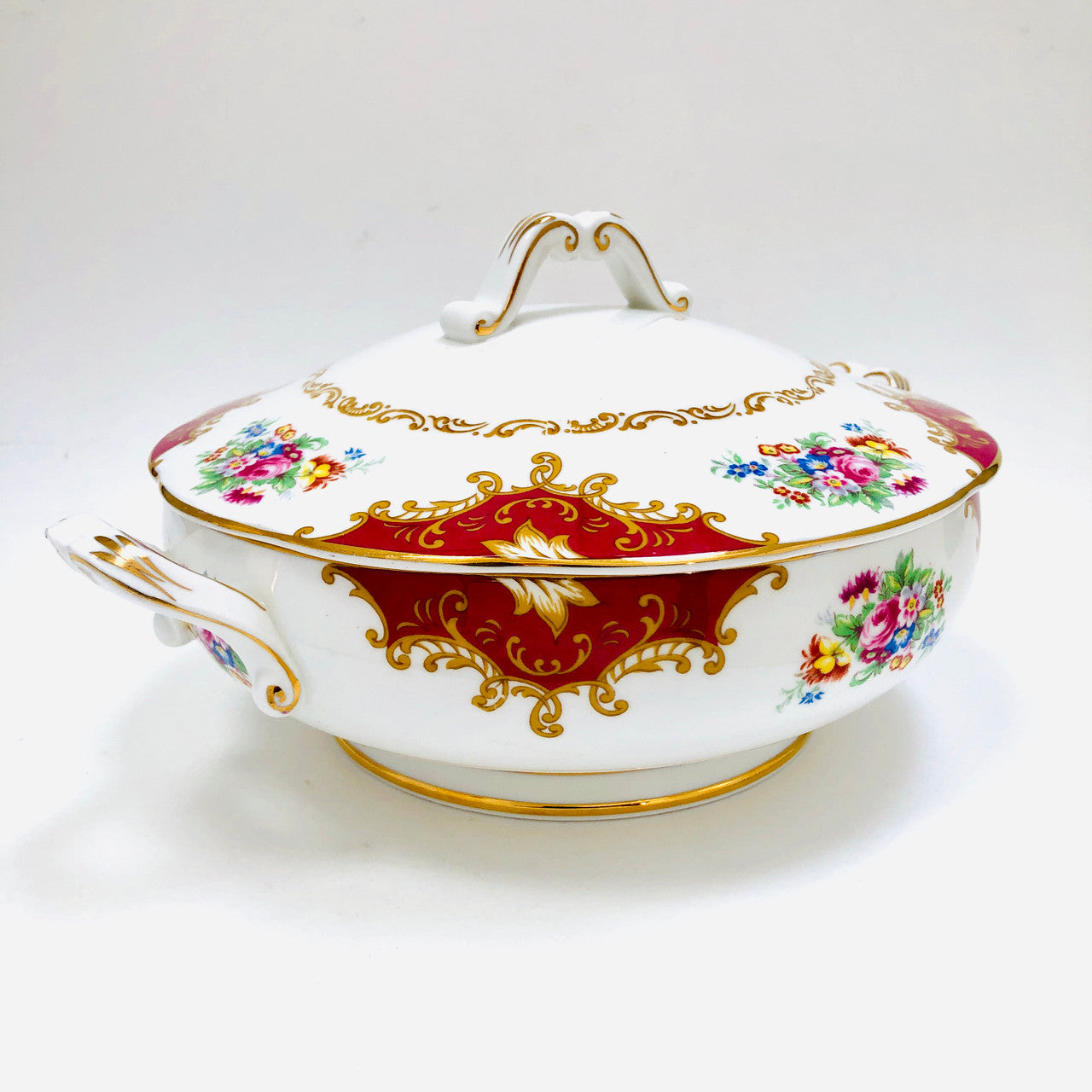 Royal Albert, Canterbury, Two handled, Vegetable, Covered, Bowl, Casserole, Vintage, England, Steampunk