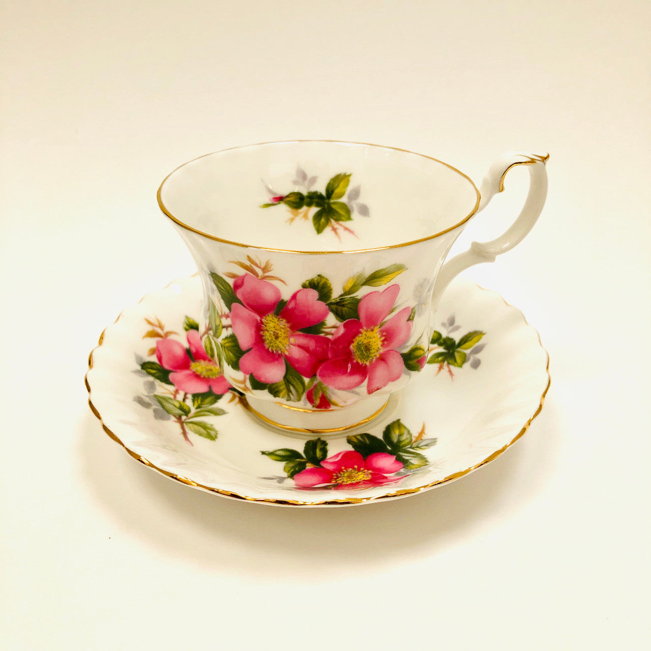 Royal Albert, Alberta, Prairie Rose, Montrose, Tea cup, Cup, Saucer, Cup and Saucer, Teacup, Wild Rose, Pink, Rose, Floral, Vintage