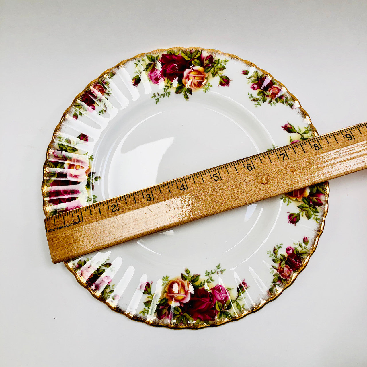 Royal Albert, Old Country Roses, Plate, Dessert, Salad, Vintage, Red, Roses, England, Steampunk