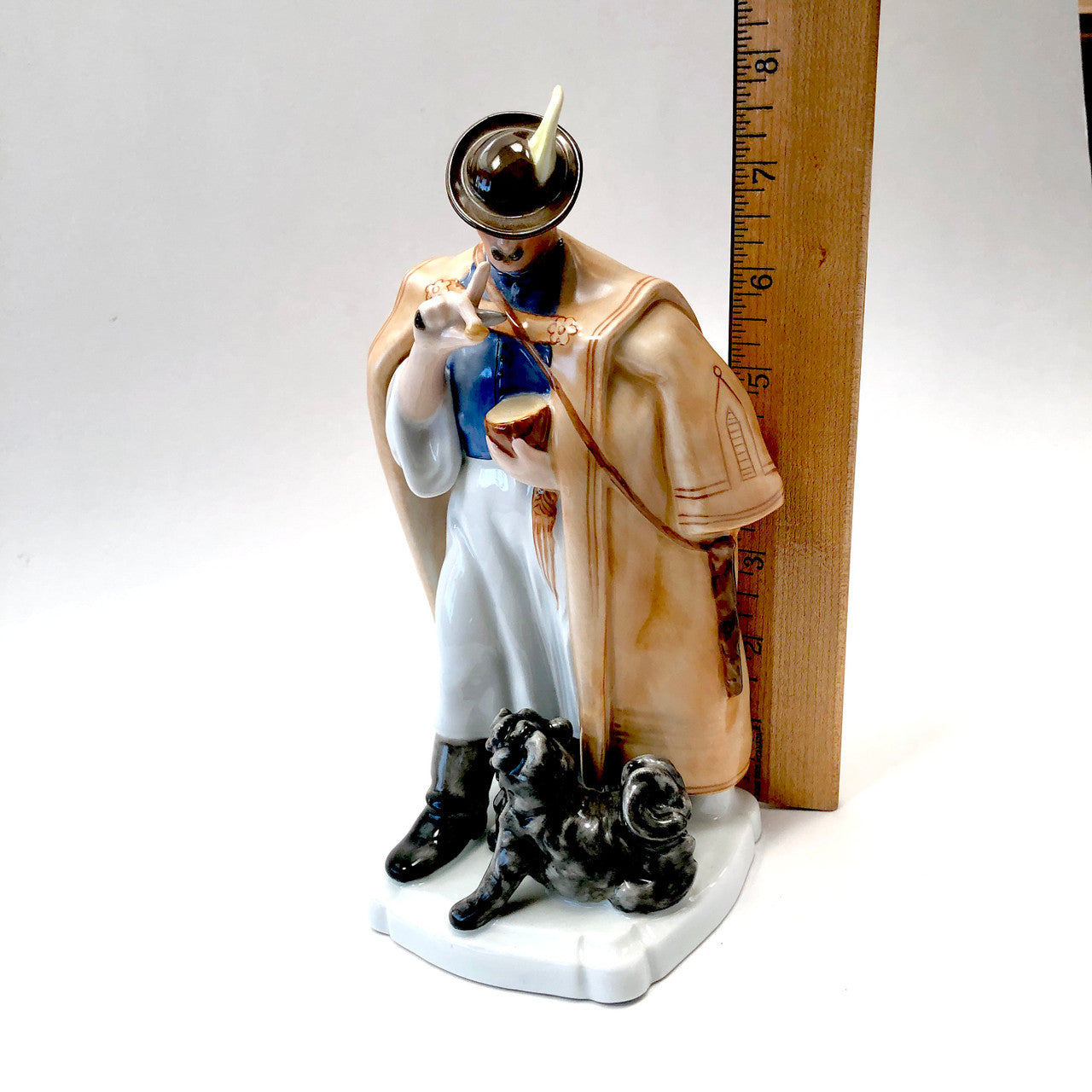 Herend, 5810, Figurine, Man Feeding Dog, Cheese, Hungary, Porcelain, Vintage, Mid-Century,
