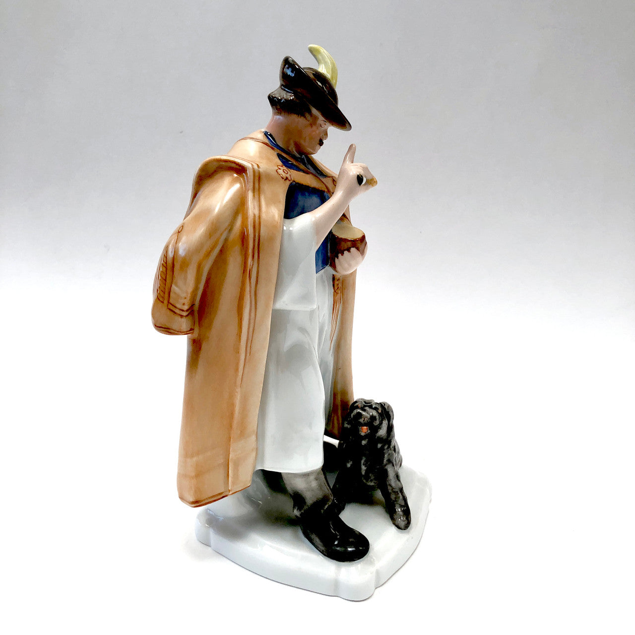 Herend, 5810, Figurine, Man Feeding Dog, Cheese, Hungary, Porcelain, Vintage, Mid-Century,