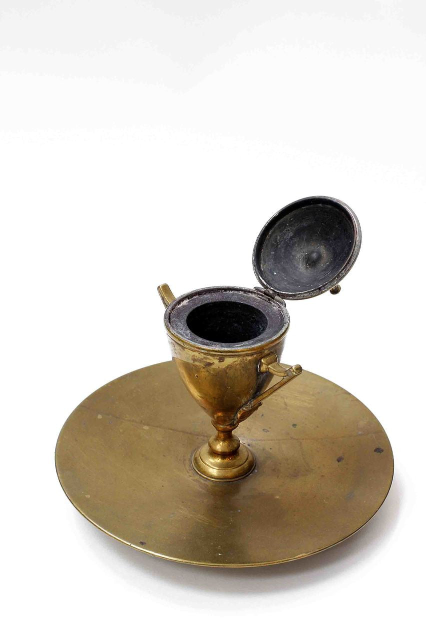 Vintage Brass Inkwell, 1920s - 1940s