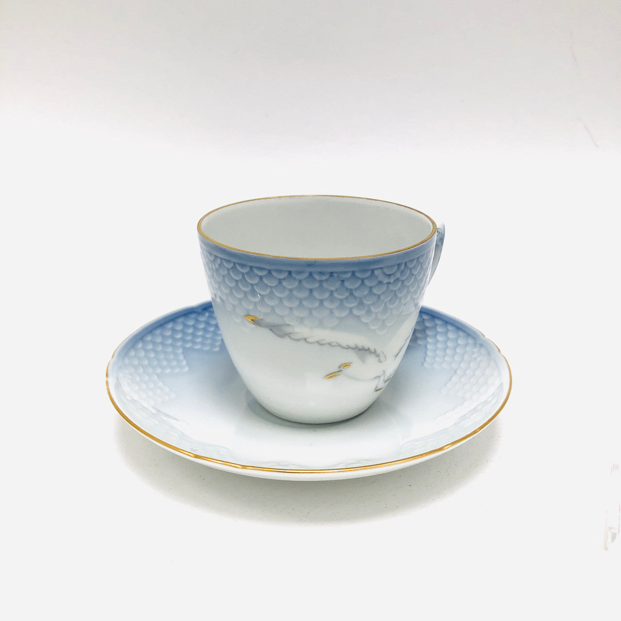 B & G, Bing and Grondahl, Seagull, Bird, Flying, Cup and Saucer, Tea Cup, Blue, White, Vintage