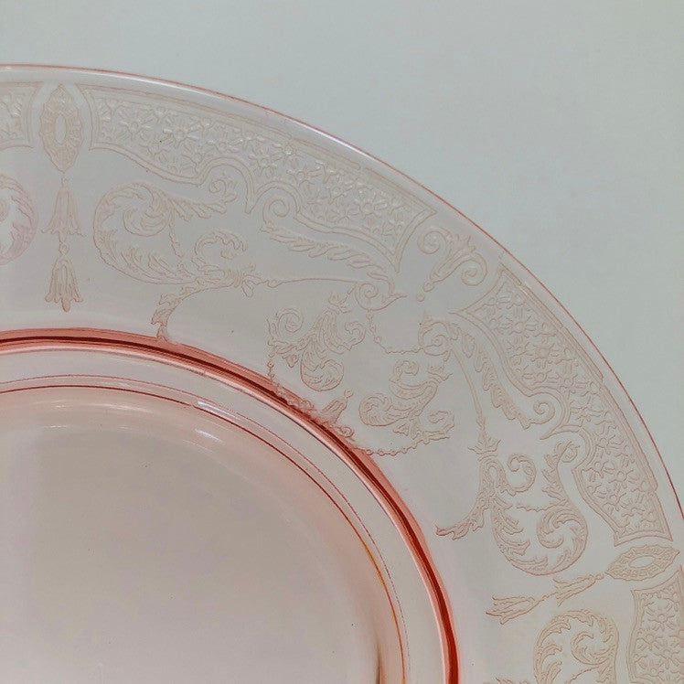 Cambridge, Vintage, Pink, Glass, Plate, Etched, #520