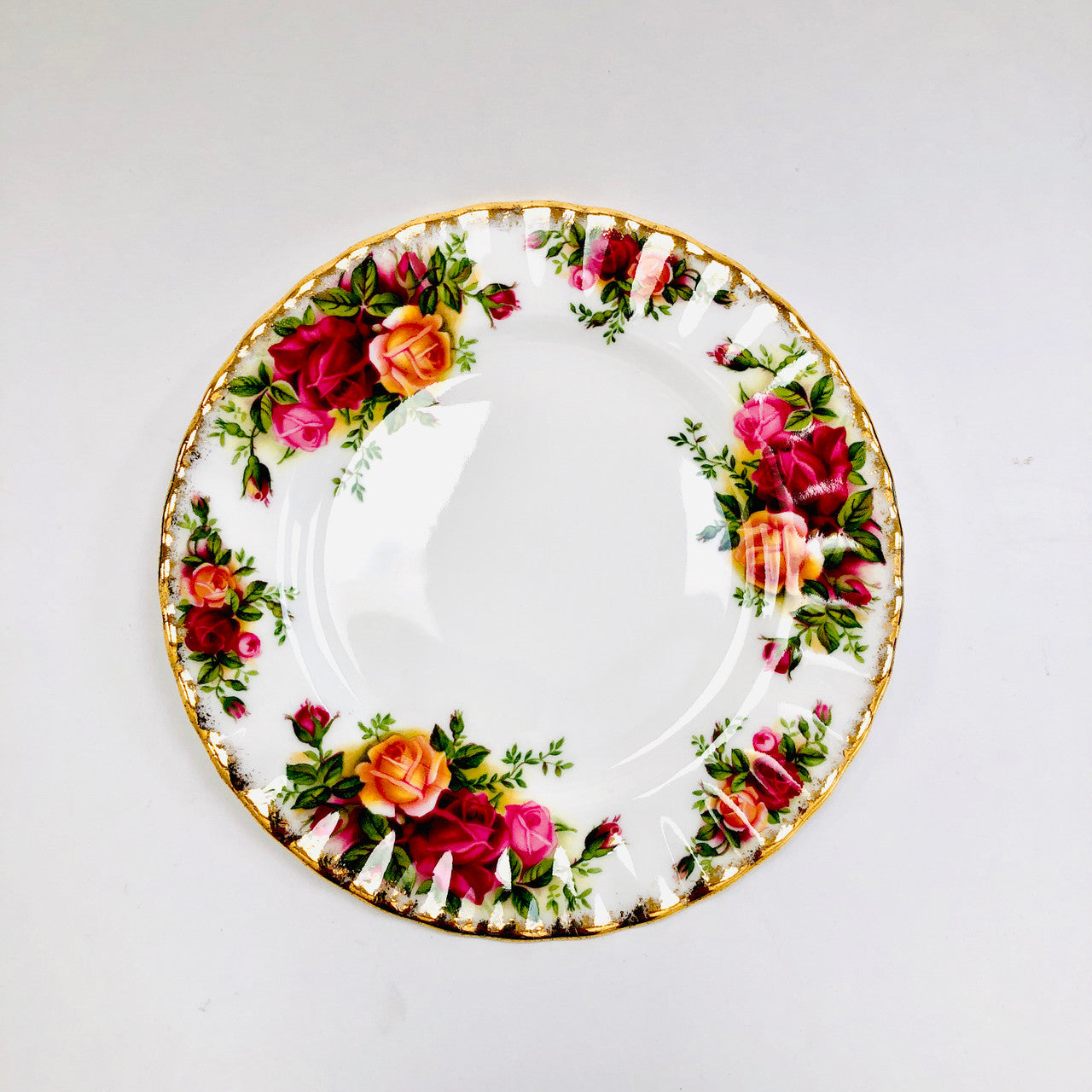 Royal Albert, Old Country Roses, Plate, Bread and Butter, Vintage, Red, Roses, England, Steampunk