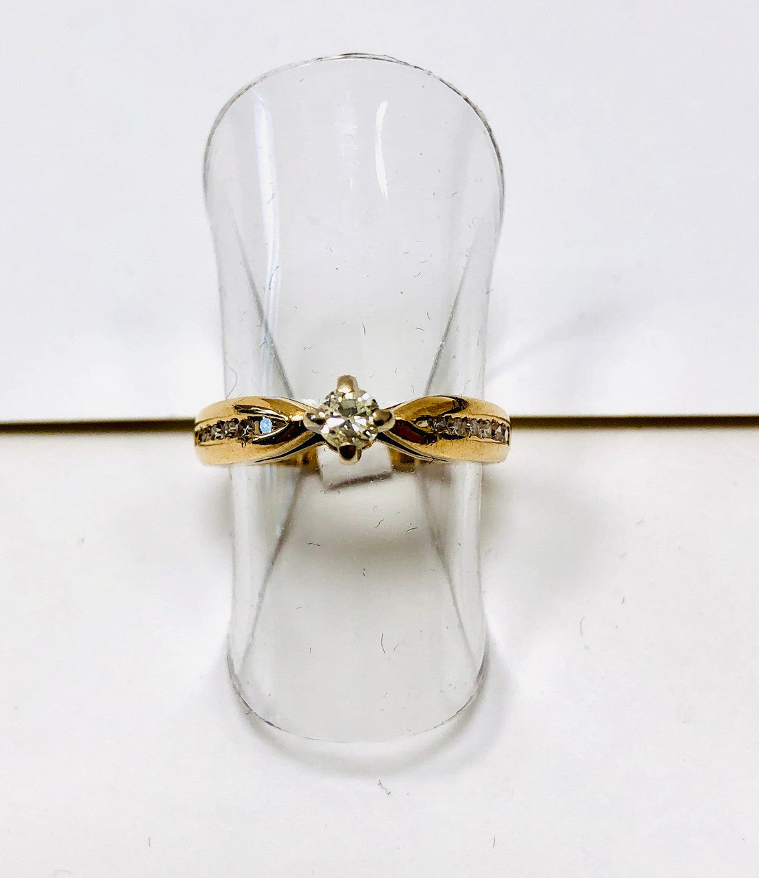 VIntage, Gold, 14K, Yellow, White, Solitaire, Diamond, Ring