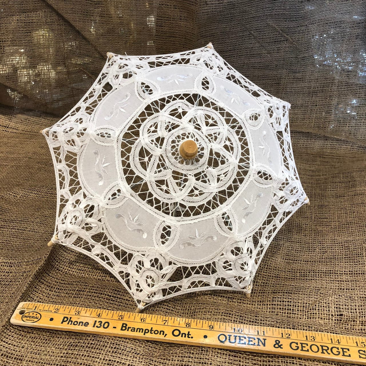 White Old-Fashioned Lace Parasol-Umbrella Small