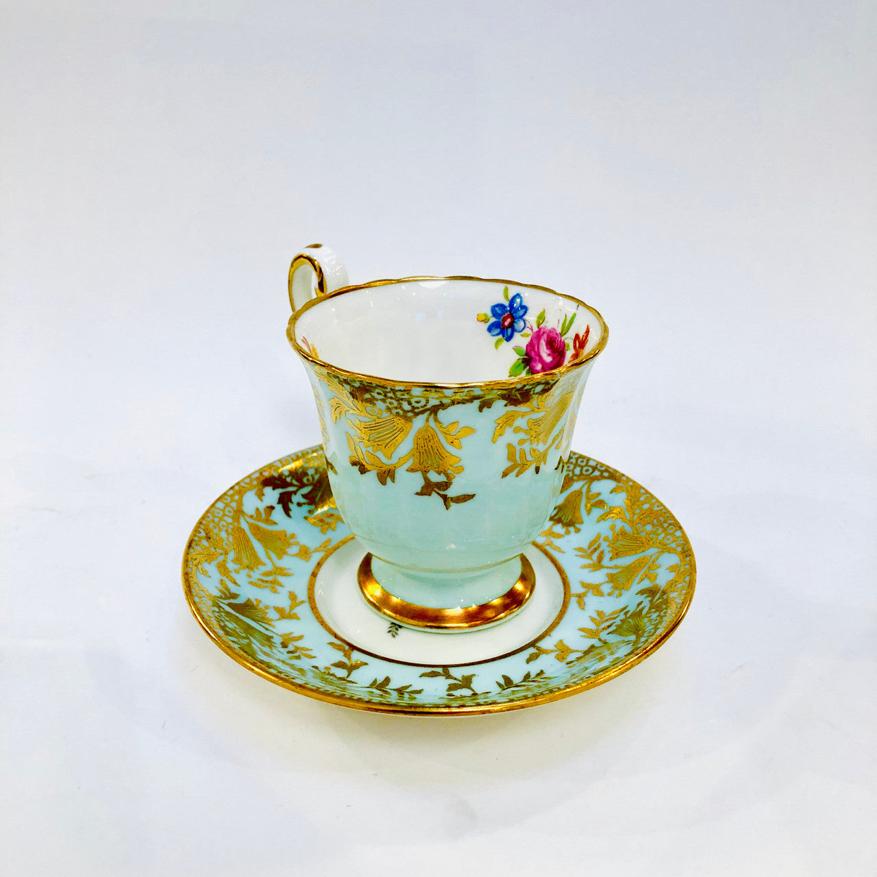 Paragon, Light Blue, Gold, Demitasse, Cup, Saucer, Cup and Saucer, Vintage, Fine Bone China, England, Double Warrant,