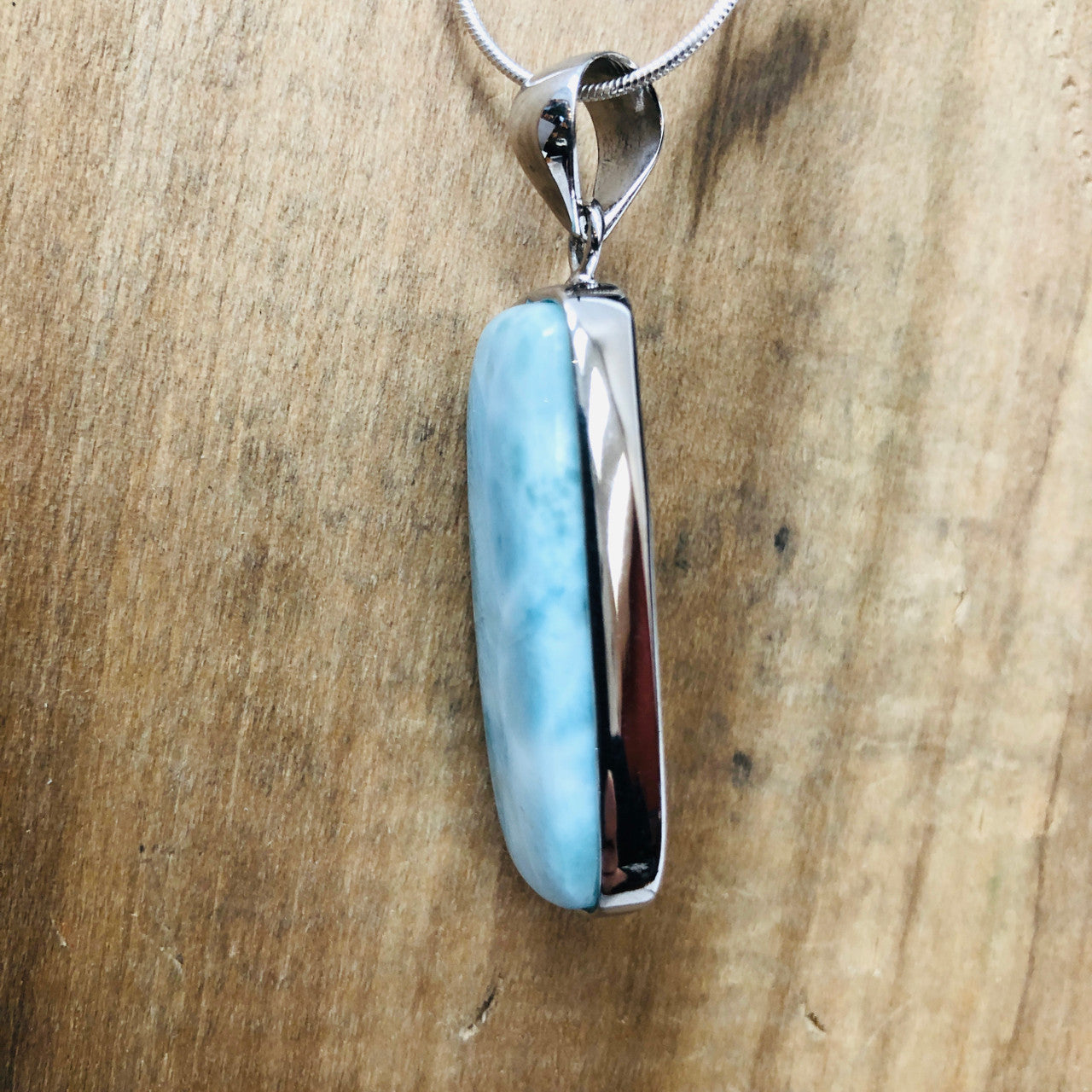 Sterling Silver, Larimar, Crystal, Semi-Precious, Pendant, Rectangular